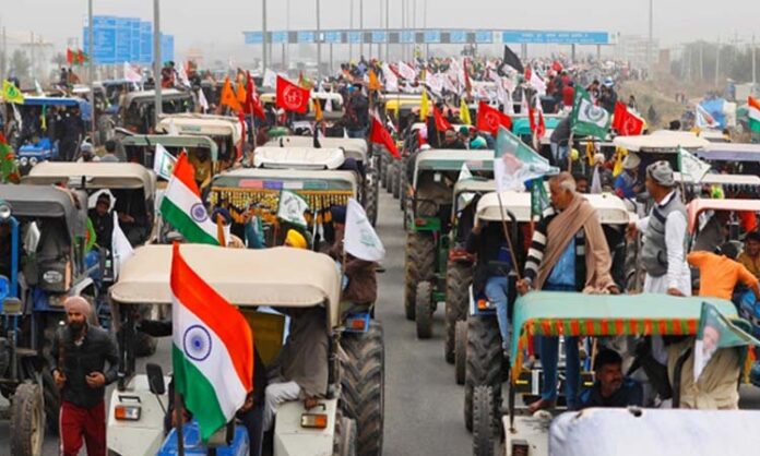 Farmers participate in 'tractor rally' on the outskirts of New Delhi