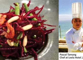 Beetroot shrimp and pine nuts with som tam Dressing