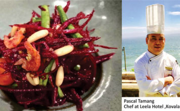 Beetroot shrimp and pine nuts with som tam Dressing