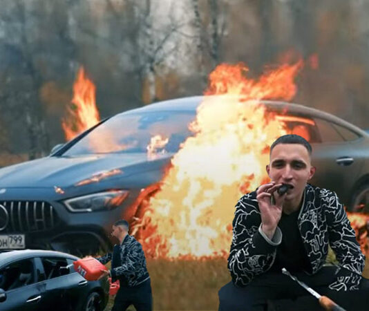 Russian YouTuber Mikhail Litvin Protested by Burning his Mercedes